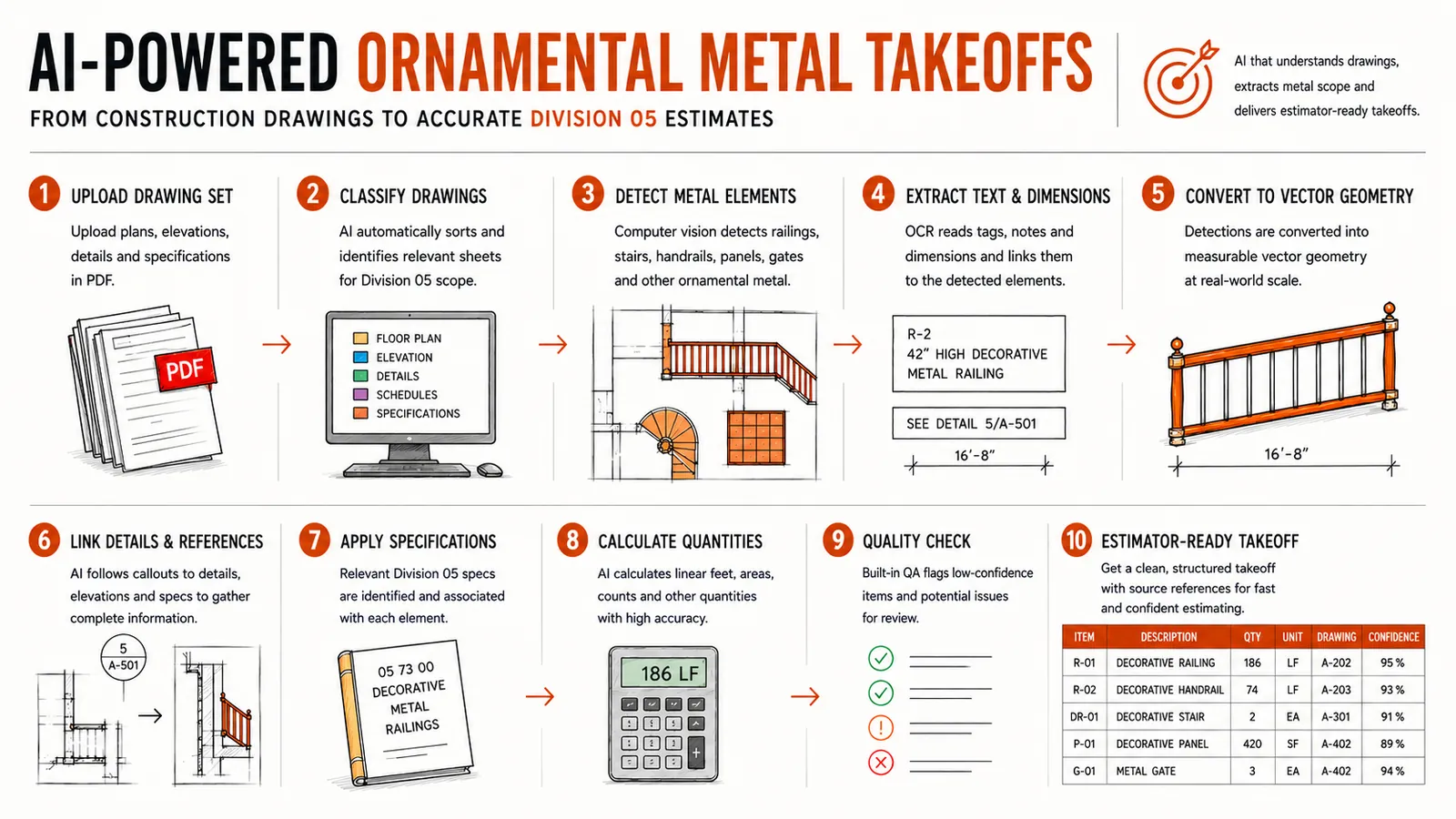 Workflow Diagram: AI Ornamental Metal Takeoff Pipeline Architecture