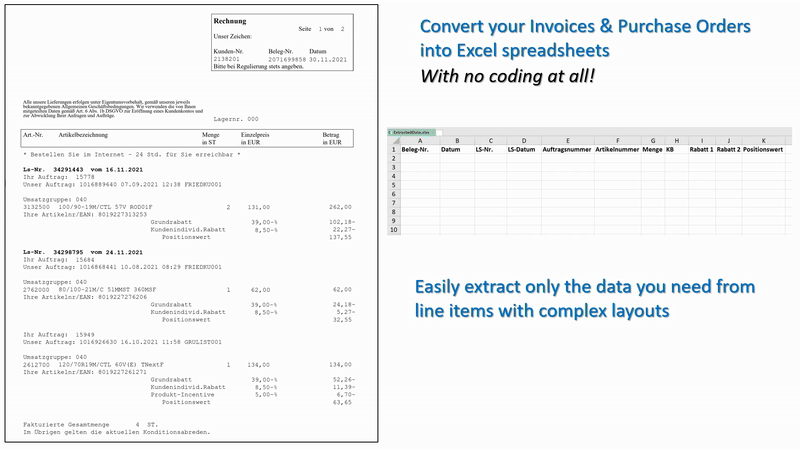 Invoice to Excel Conversion